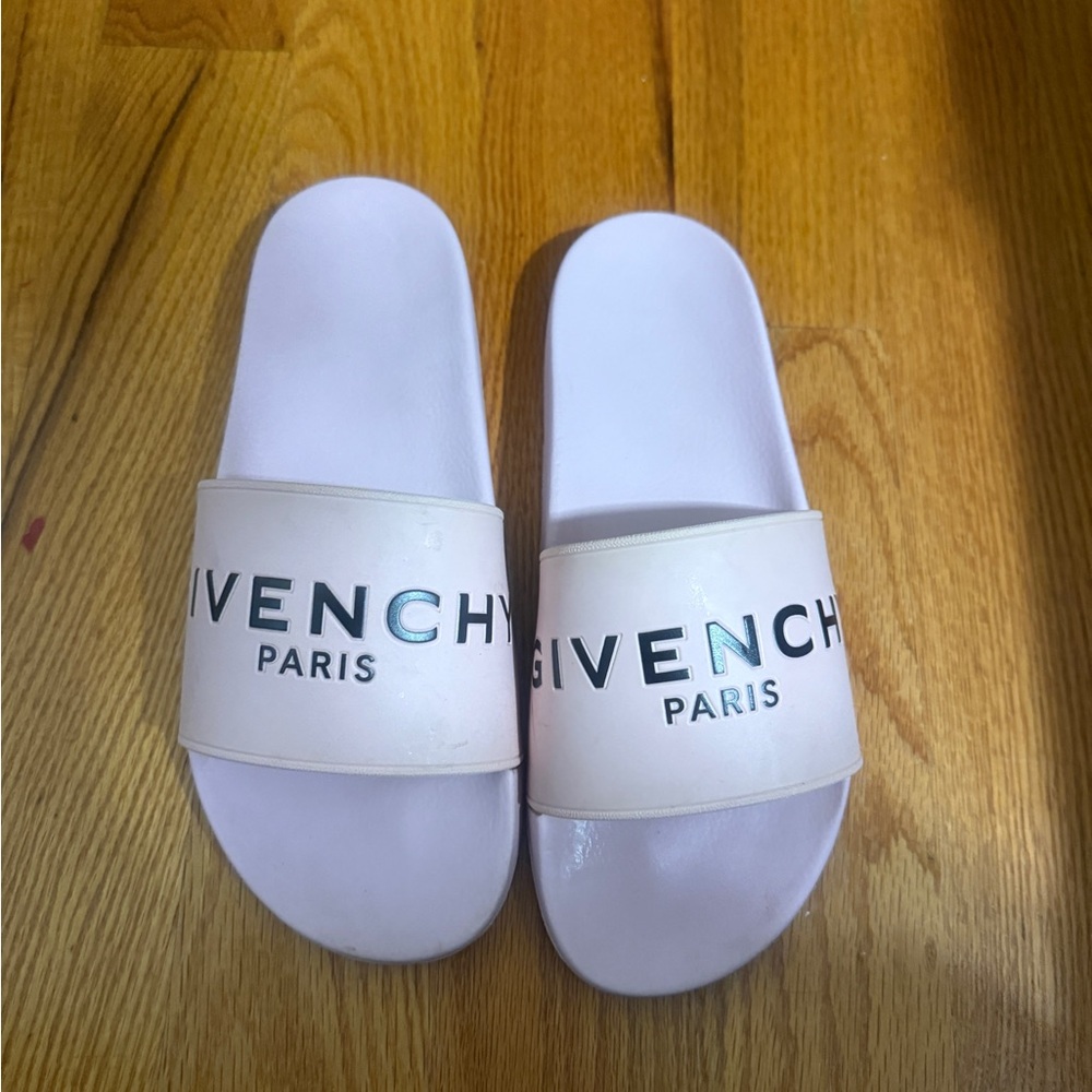 Givenchy Cream Slides with Black Logo
